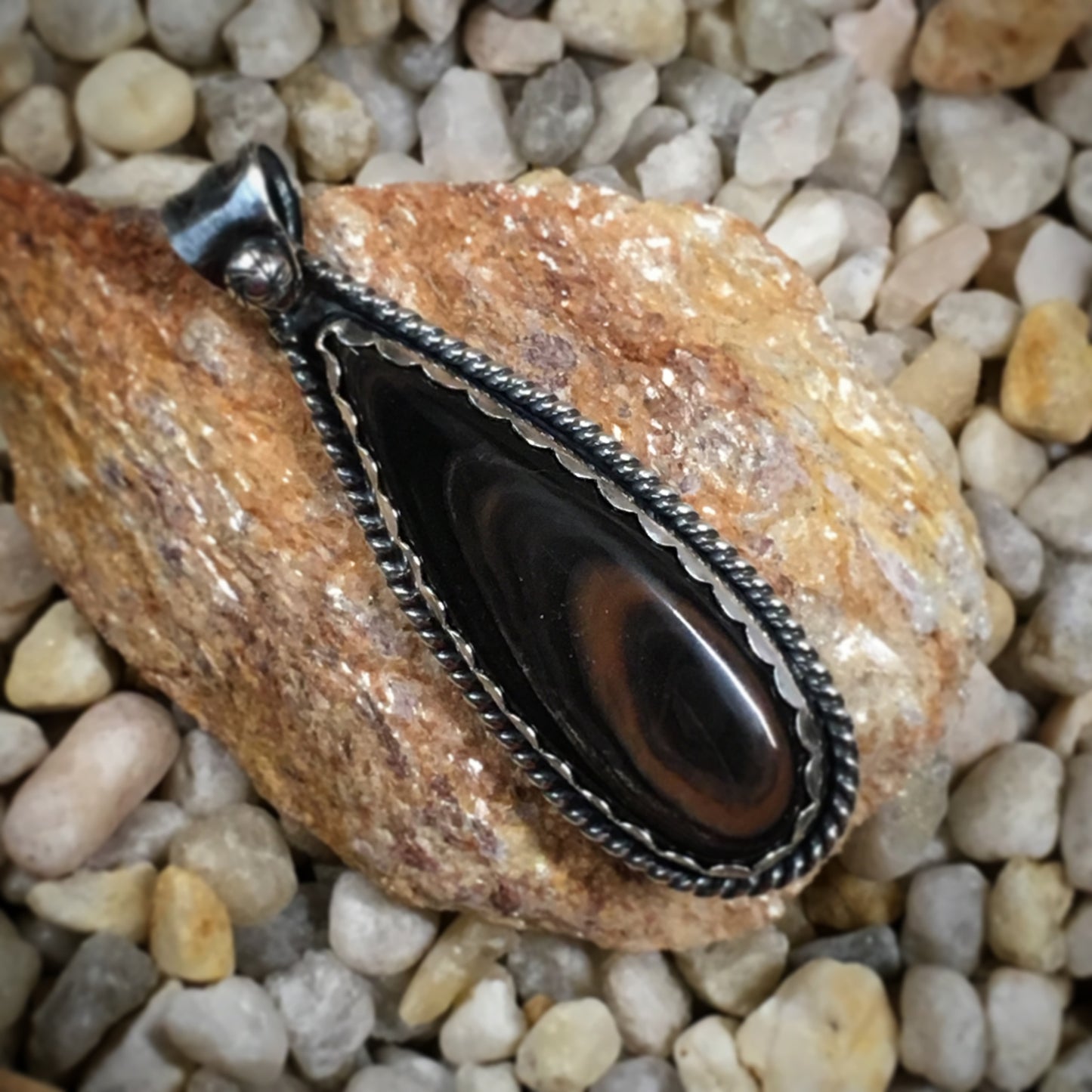 MIDAS PENDANT   This handmade Gold Sheen Obsidian pendant is set in Argentium Sterling Silver.