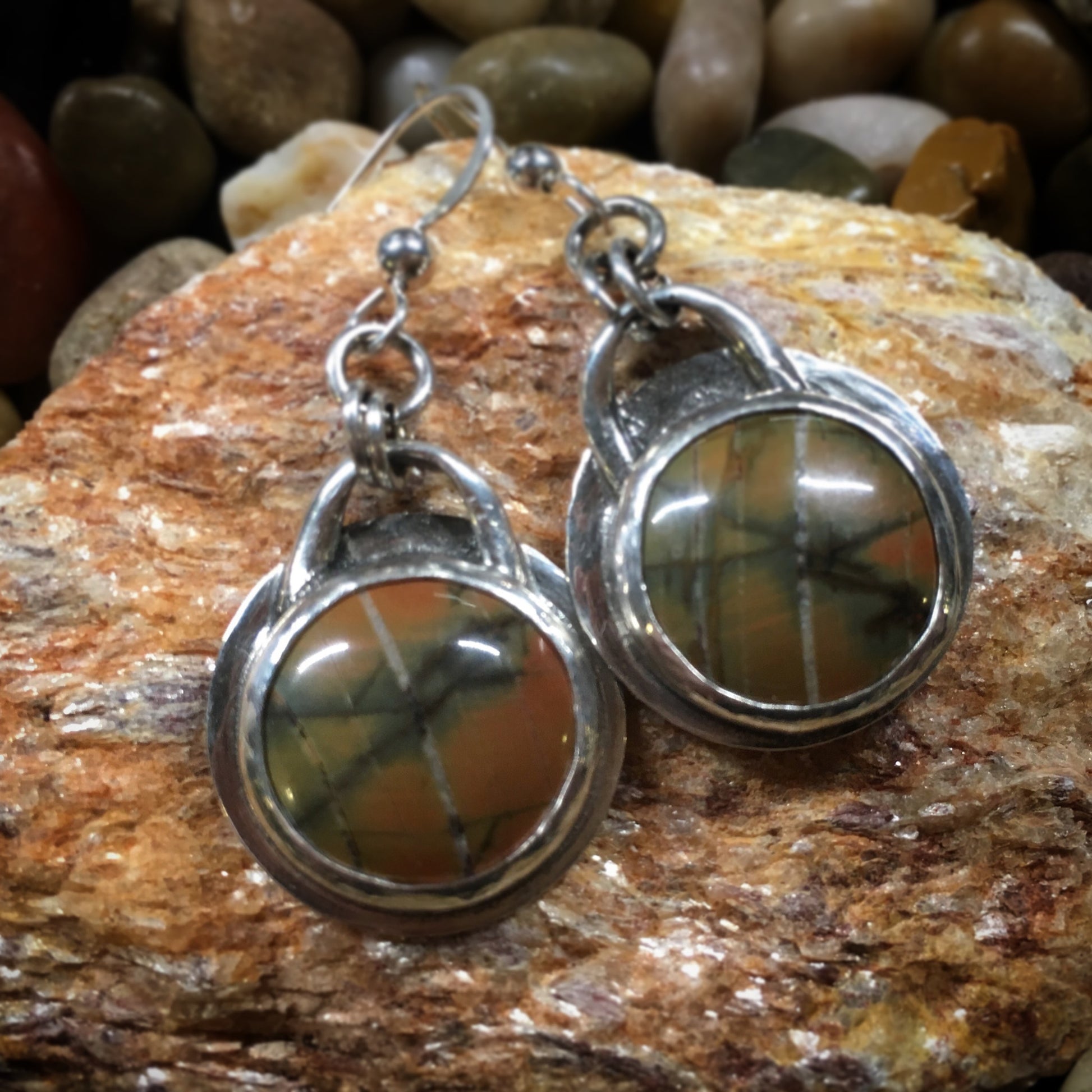 SIENNA EARRINGS   These handmade Jasper earrings are set in Argentium sterling silver.