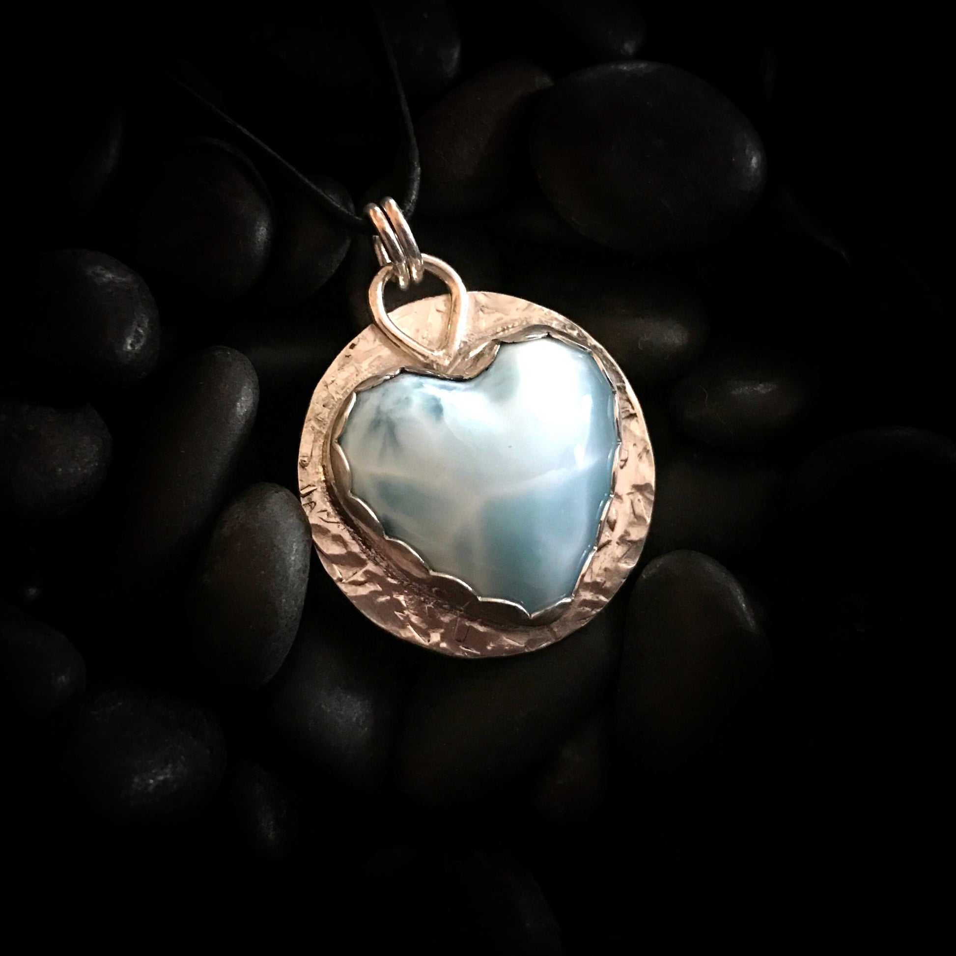 TOVI PENDANT   This handmade Larimar Heart pendant is set in Argentium Sterling Silver