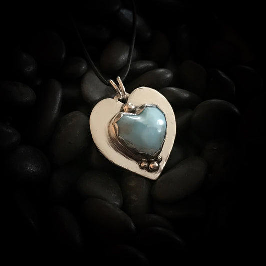 AIKO PENDANT   Part of my "DRhew in Love" Collection, this pendant is made of a Larimar heart set in Argentium sterling silver.