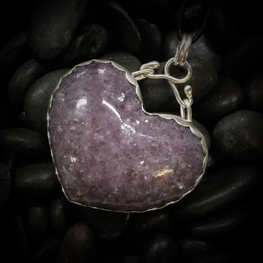 LILIA PENDANT  Part of my "DRhew in Love" Collection, this pendant is made of a Lepidolite heart set in Argentium sterling silver.