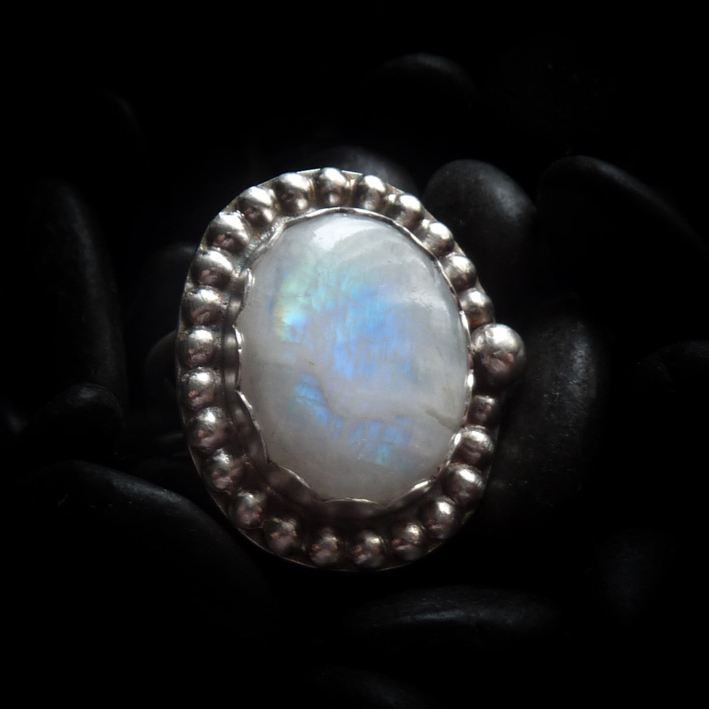 Iria - Rainbow Moonstone & Sterling Silver Ring